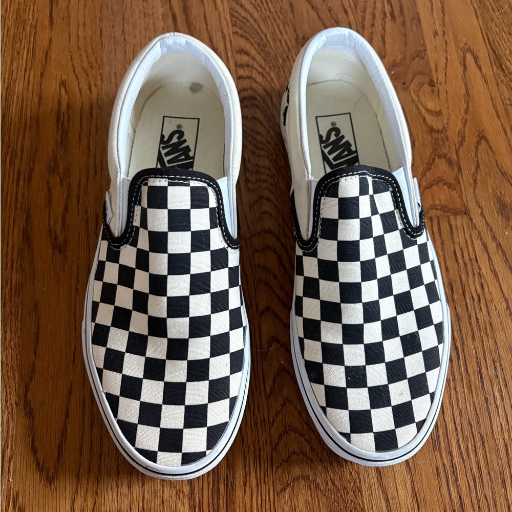 Vans Black and White Checkered Slip-On Sneakers